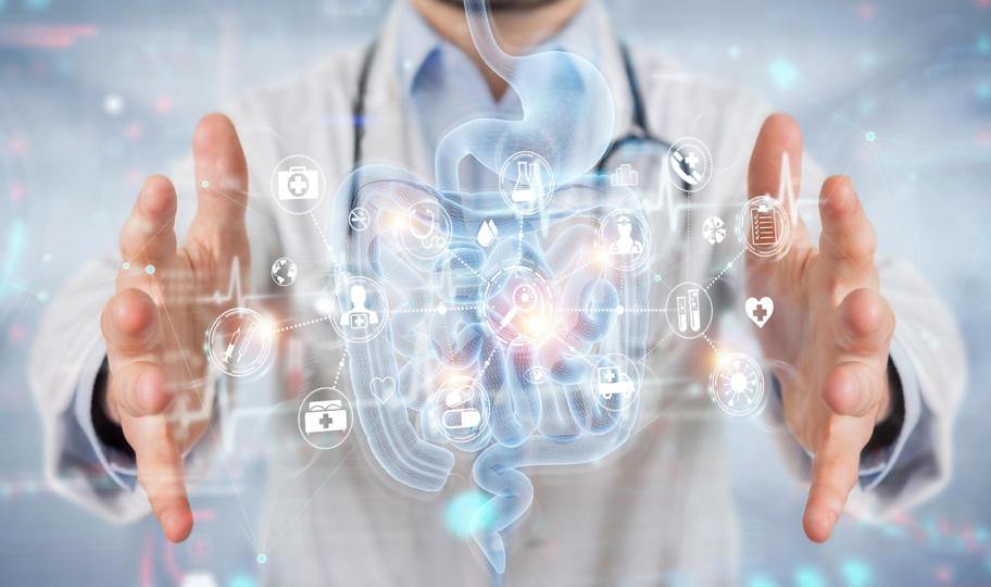 ilustracija znanstvenika koji se bavi crijevnim mikrobiomom